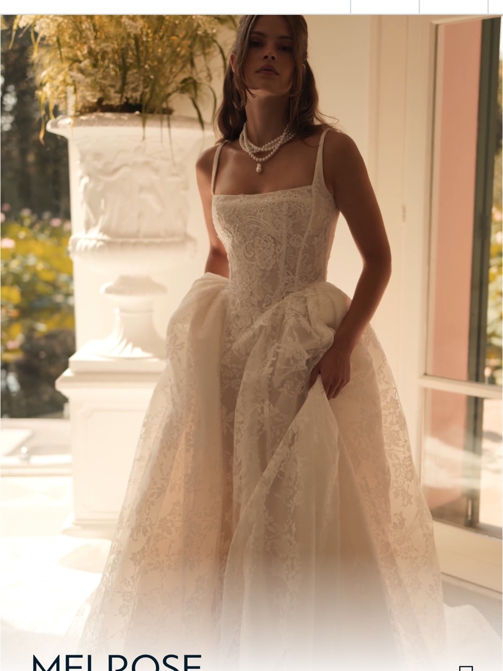 Milla Nova Melrose Wedding Dress - Elegant Lace Ball Gown Corset Dress in Ivory